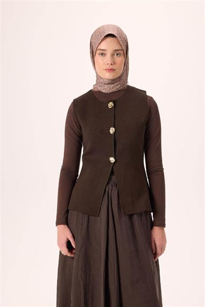 İnce Pamuk Soft Eşarp Acı Kahve-Vizon Sütlü Kahve Desenli Kaymaz Dokulu Nefes Alan 90x90