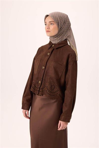 İnce Pamuk Soft Eşarp Pastel Mor-Hardal Vizon Desenli Kaymaz Dokulu Nefes Alan 90x90