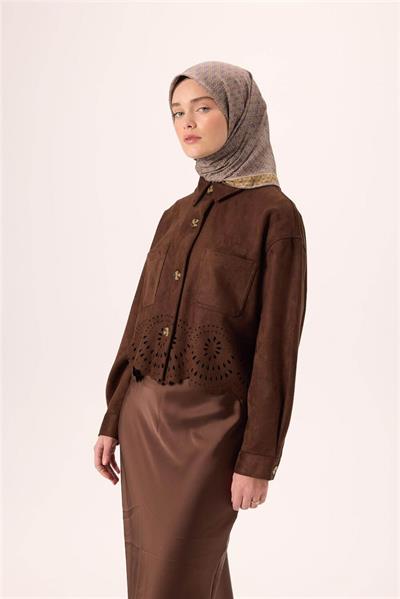 İnce Pamuk Soft Eşarp Pastel Mor-Hardal Vizon Desenli Kaymaz Dokulu Nefes Alan 90x90