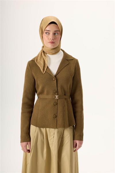 İnce Pamuk Soft Eşarp Saman-Hardal Bej Desenli Kaymaz Dokulu Nefes Alan 90x90