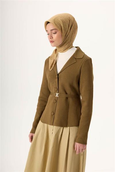 İnce Pamuk Soft Eşarp Saman-Hardal Bej Desenli Kaymaz Dokulu Nefes Alan 90x90