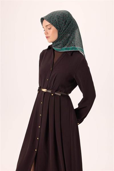 İnce Pamuk Soft Eşarp Soluk Siyah-Patina Desenli Tok Duruşlu Kaymaz 90x90