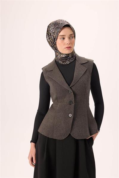 İnce Pamuk Soft Eşarp Siyah-Hardal Desenli Tok Duruşlu Kaymaz 90x90