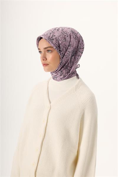 İnce Pamuk Soft Eşarp Pembe-Antrasit Desenli Tok Duruşlu Kaymaz 90x90