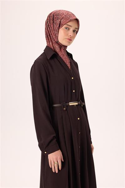 İnce Pamuk Soft Eşarp Kiremit-Bordo Desenli Tok Duruşlu Kaymaz 90x90