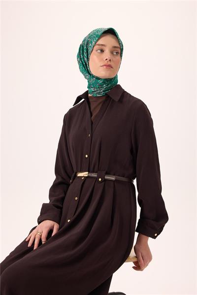 İnce Pamuk Soft Eşarp Petrol Yeşili-Patina Desenli Kaymaz Dokulu Tok Duruşlu 90x90