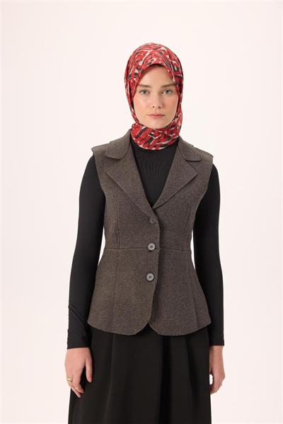 İnce Pamuk Soft Eşarp Krem Kırmızı Siyah Desenli Nefes Alan 90x90