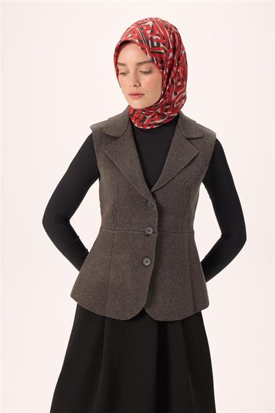 İnce Pamuk Soft Eşarp Krem Kırmızı Siyah Desenli Nefes Alan 90x90