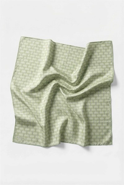 Pamuk Karışımlı Eşarp Mint Yeşili Geometrik Üçgen Desen Soft Dokulu Kaymaz 90X90