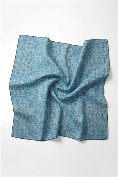 Pamuk Karışımlı Soft Eşarp Sis Motif Desen Gök Mavi 90X90