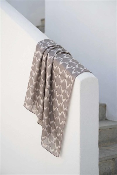 Pamuk Karışımlı Soft Eşarp Zikzak Akış Desen Yağ Yeşili 90x90