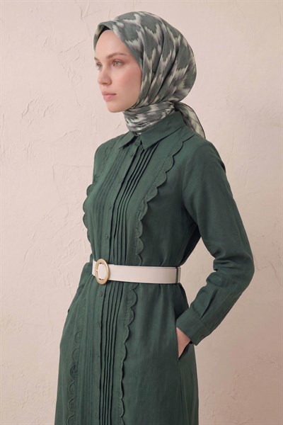 Pamuk Karışımlı Soft Eşarp Zikzak Akış Desen Çağla 90x90