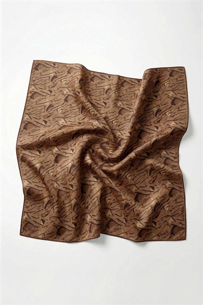 Pamuk Karışımlı Soft Eşarp Fırça Darbeli Desen Kum Beji 90x90