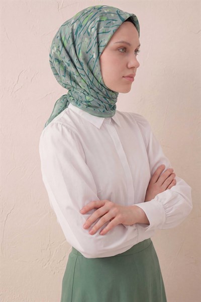 Pamuk Karışımlı Soft Eşarp Fırça Darbeli Desen Açık Gri 90x90