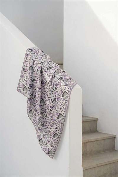 Pamuk Karışımlı Soft Eşarp Fırça Darbeli Desen Silver 90x90