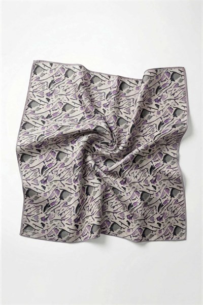 Pamuk Karışımlı Soft Eşarp Fırça Darbeli Desen Silver 90x90