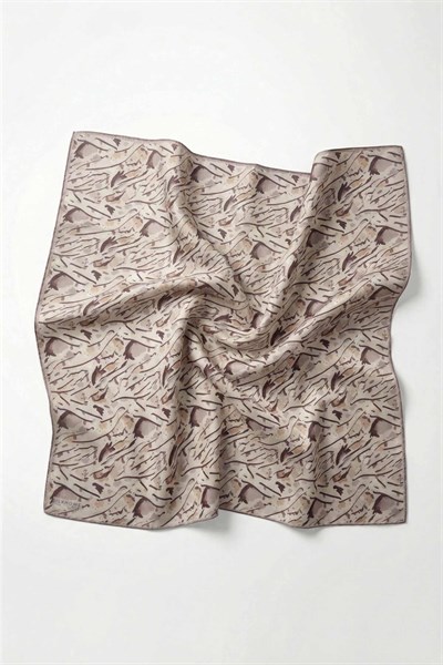 Pamuk Karışımlı Soft Eşarp Fırça Darbeli Desen Marjinal Gri 90x90