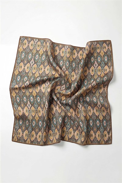 Pamuk Karışımlı Soft Eşarp Baklava Desen Gri 90x90