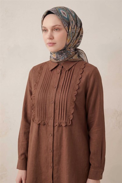 Pamuk Karışımlı Soft Eşarp Baklava Desen Gri 90x90