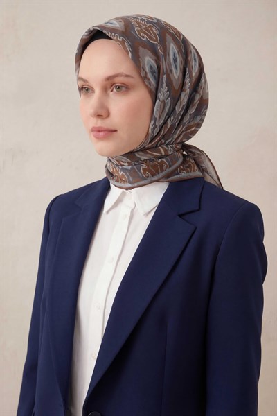 Pamuk Karışımlı Soft Eşarp Baklava Desen Indigo 90x90