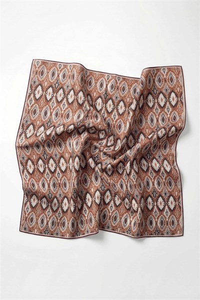 Pamuk Karışımlı Soft Eşarp Baklava Desen Taba 90x90