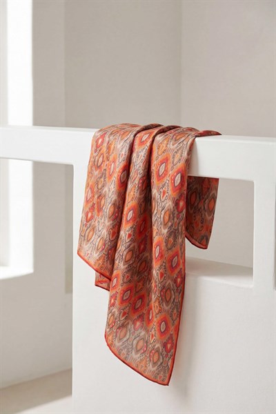 Pamuk Karışımlı Soft Eşarp Baklava Desen Vizon 90x90