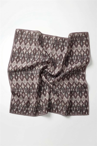 Pamuk Karışımlı Soft Eşarp Baklava Desen Soluk Mürdüm 90x90