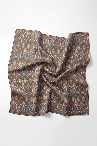 Pamuk Karışımlı Soft Eşarp Baklava Desen Koyu Taba 90x90