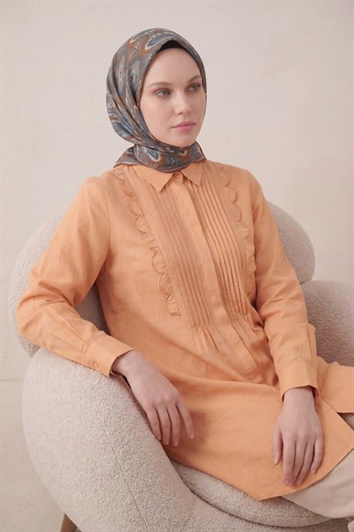 Pamuk Karışımlı Soft Eşarp Baklava Desen Koyu Taba 90x90