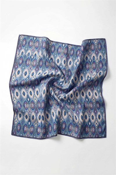 Pamuk Karışımlı Soft Eşarp Baklava Desen Gök Mavi 90x90