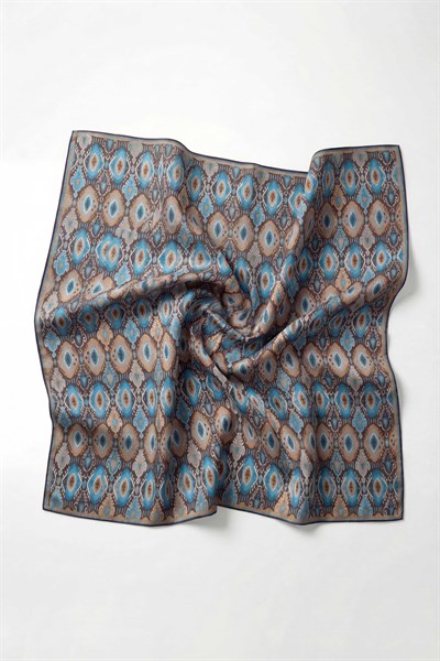 Pamuk Karışımlı Soft Eşarp Baklava Desen Acı Kahve 90x90