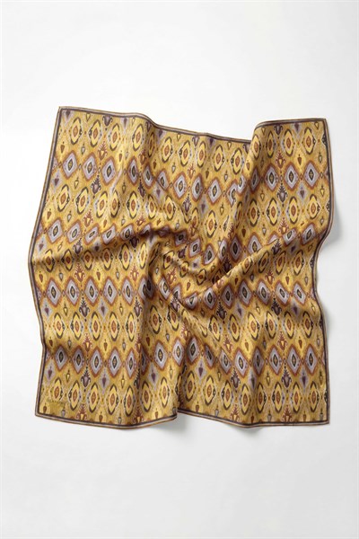 Pamuk Karışımlı Soft Eşarp Baklava Desen Hardal 90x90