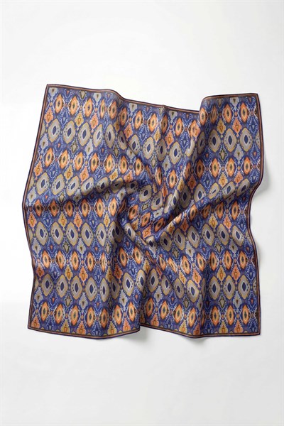 Pamuk Karışımlı Soft Eşarp Baklava Desen Canlı Mavi 90x90