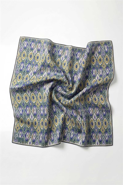 Pamuk Karışımlı Soft Eşarp Baklava Desen Patina Yeşili 90x90