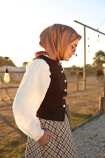 Silk Home Sura İpek Eşarp 11416-S09 Karamel