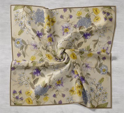 Twill İpek Eşarp Çiçek Rüyası Sarı 90x90