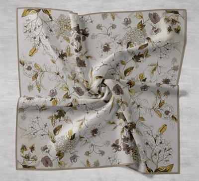 Twill İpek Eşarp Çiçek Rüyası Taş 90x90
