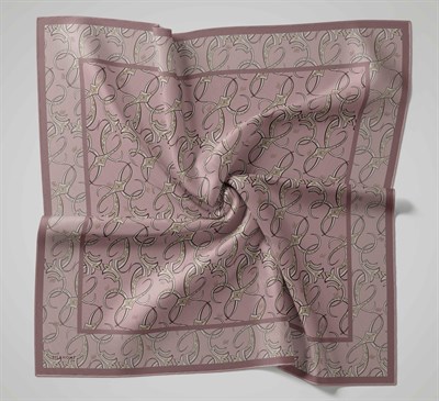 Twill İpek Eşarp Barok Pudra Vizon 90x90