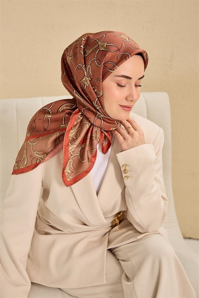 Twill İpek Eşarp Barok Somon 90x90