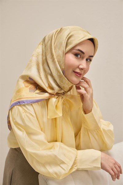 Twill İpek Eşarp Evreka Fildişi 90x90