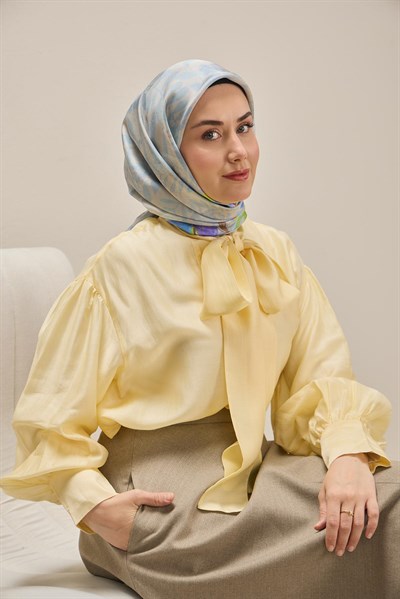 Twill İpek Eşarp Evreka Gümüş 90x90