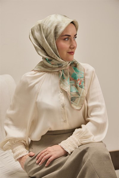 Twill İpek Eşarp Evreka Küf Yeşili 90x90