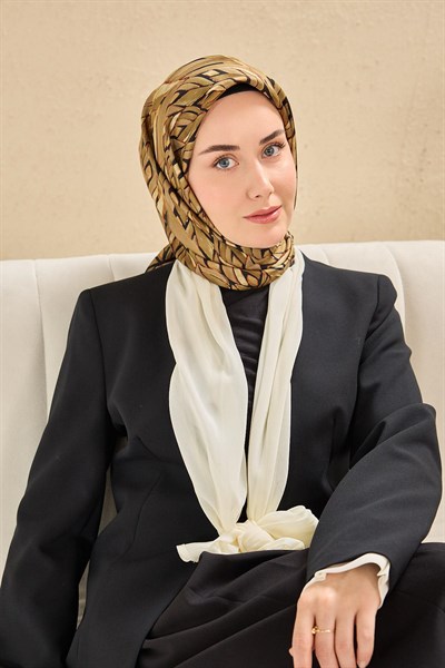 Twill İpek Eşarp Serenit Yeşil Bej 90x90