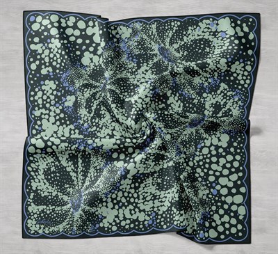Twill İpek Eşarp Samanyolu Siyah Yeşil 90x90