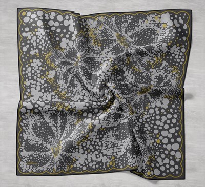 Twill İpek Eşarp Samanyolu Koyu Gri 90x90