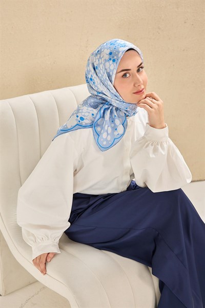 Twill İpek Eşarp Samanyolu Bebe Mavi 90x90