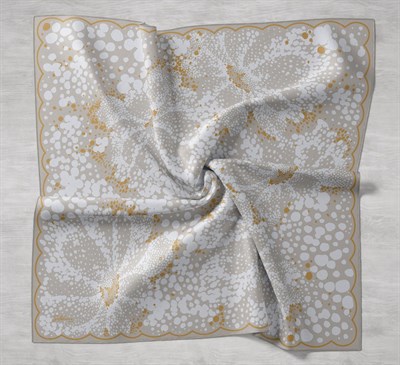 Twill İpek Eşarp Samanyolu Yeşil Bej 90x90
