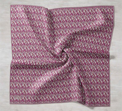 Twill İpek Eşarp Yaprak Ritmi Krem Pembe 90x90