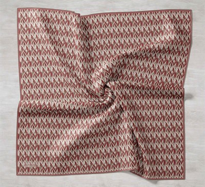 Twill İpek Eşarp Yaprak Ritmi Kiremit 90x90