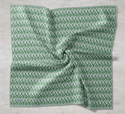Twill İpek Eşarp Yaprak Ritmi Çimen Yeşili 90x90